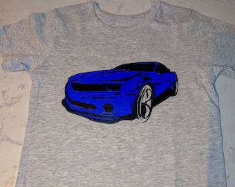 Kids Camaro Shirt. Fun colorful shirt for your young race car driver.