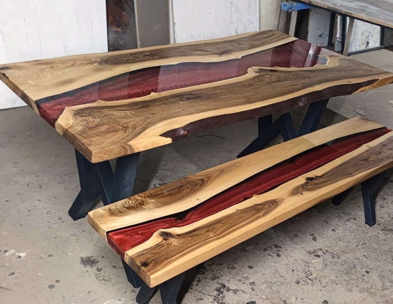 Custom Epoxy Table Live Edge Epoxy Dining Table Epoxy Resin Etsy