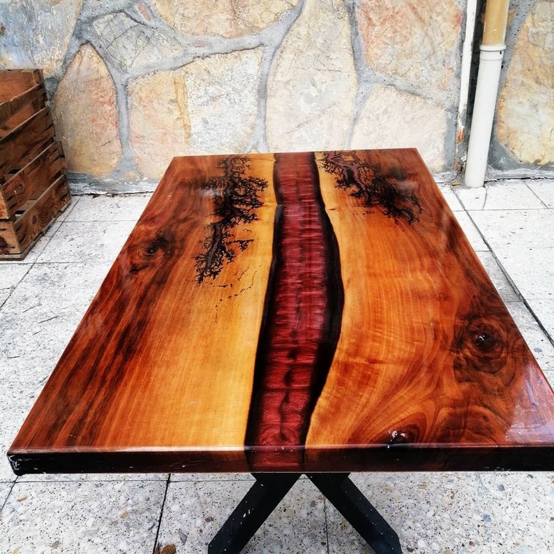 Red Epoxy Resin Table Tops