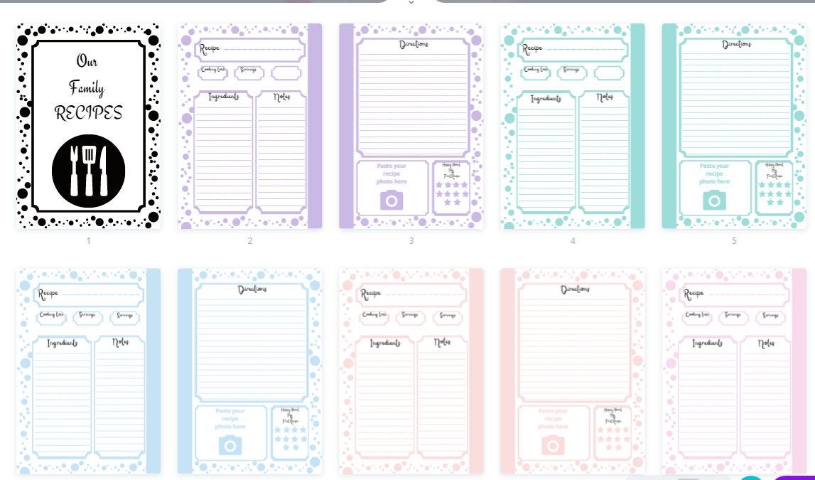 Printable Cooking Journal Pages / Recipe Book Pages / B5 Cook | Etsy