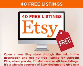 40 Free Listings to Start Selling on Etsy in 2024 for New Sellers, Find The Link In The Description.