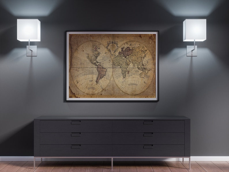 Vintage World Map Print From 1711 Antique Map Of The World Poster Historical World Map Wall Art Old Map Of The World Home Decor Gift image 2