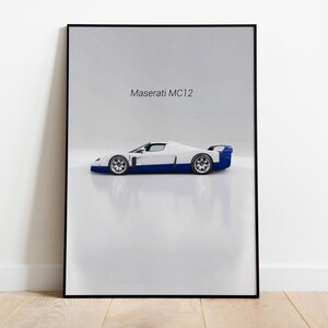 Maserati MC12 Car Poster, Digital File, Supercar Wall Art , Sports Car Print, Printable Digital Art, Supercar Enthusiast Gift