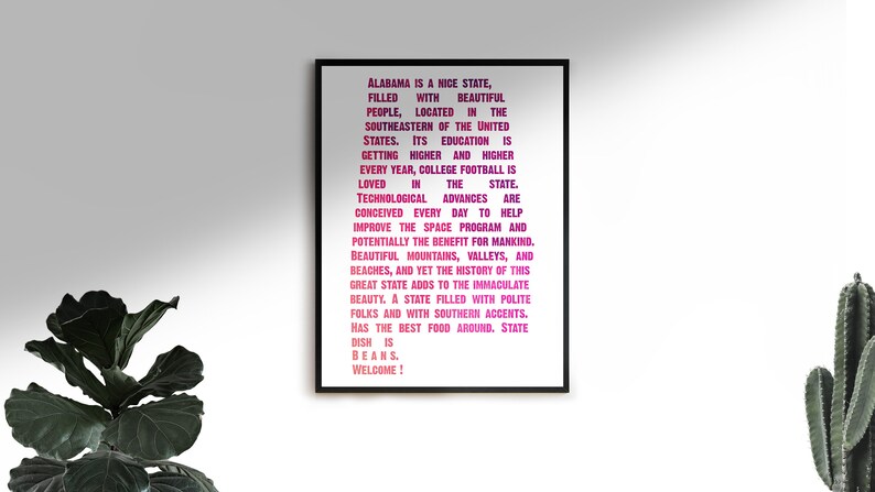 State Map Alabama Map Print Alabama Print City Map Gift Alabama Map Poster Alabama Poster Wall Art