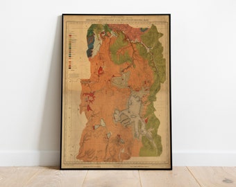 Vintage Yellowstone Map Print 1878 | The Yellowstone National Park Poster | Old Yellowstone Map Home Decor | Wall Art Of National Park Map