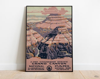 Old Grand Canyon Poster 1938 | Vintage Grand Canyon National Park Print | The Grand Canyon Arizona Wall Art | Grand Canyon Home Decor | Gift