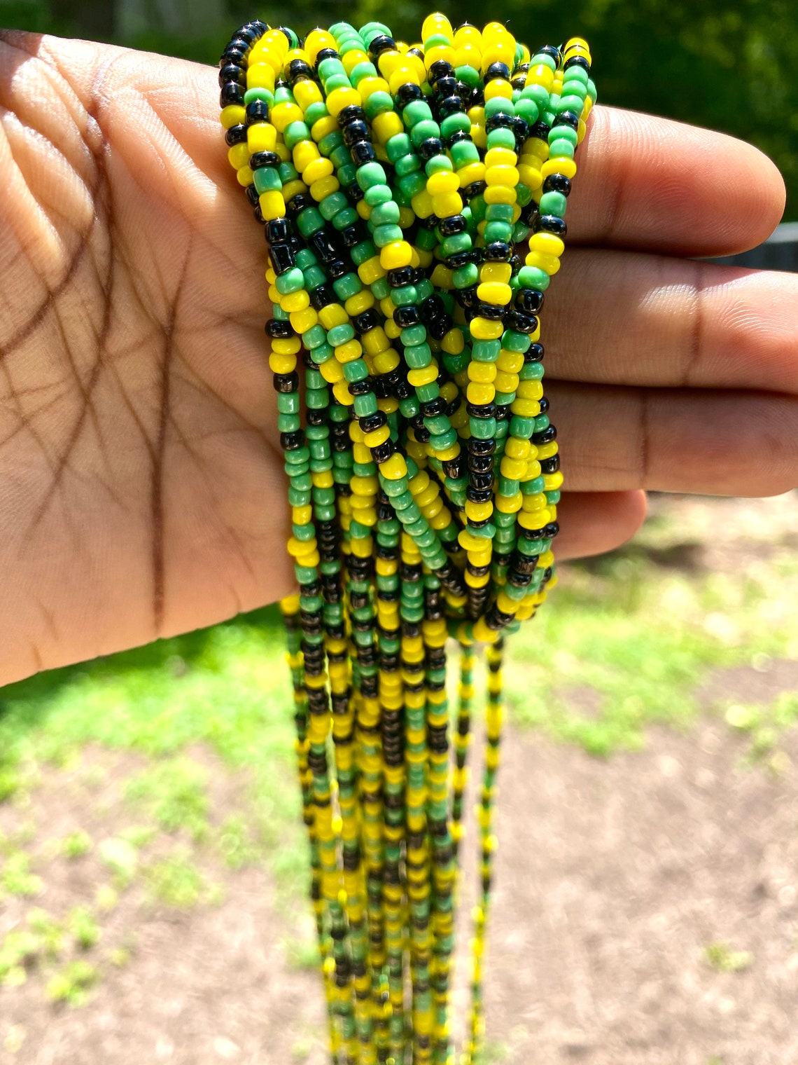 One Love Jamaican Colors Waist Beads Authentic African Waist | Etsy