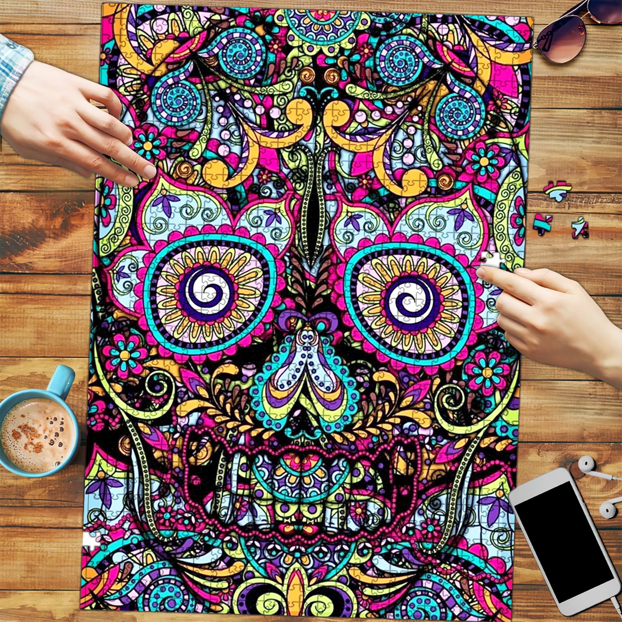 Sugar skull art Puzzle Colorful skull Puzzle/ Brilliant Etsy