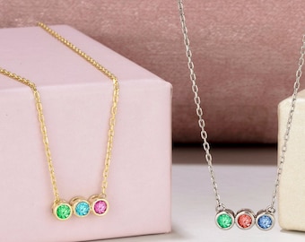 Silver Birthstone Necklace for Mom: Family Initial Jewelry
