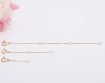 14K Solid Gold Verlängerungskette: Verstellbare Halskette Armband