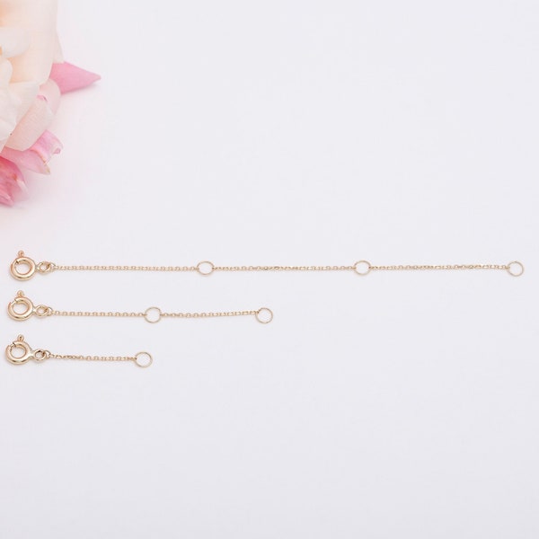 14K SOLID GOLD Chain Extender for Women, 14k Removable Real Gold  1, 2 or 4 inch Necklace Extender, Dainty Adjustable Bracelet Extender,