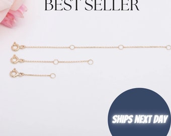 Rallonge réglable, rallonge de collier, chaîne de rallonge, rallonge de bracelet en argent 14 carats pour femme, 5 cm, 10 cm
