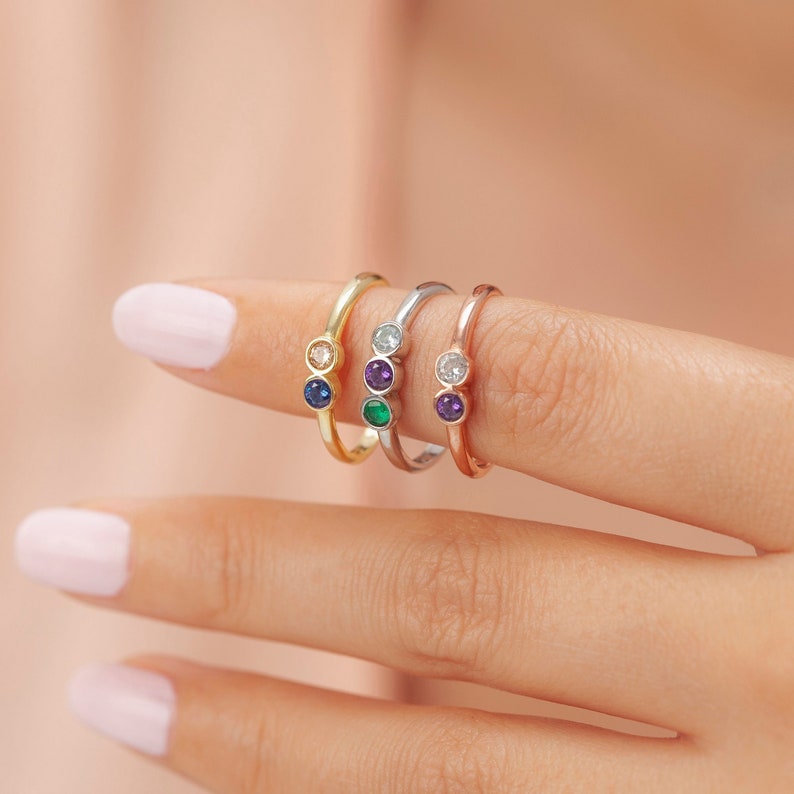 Multi Stone Family Ring Birthstone Sterling Silver Ring for - Etsy UK
