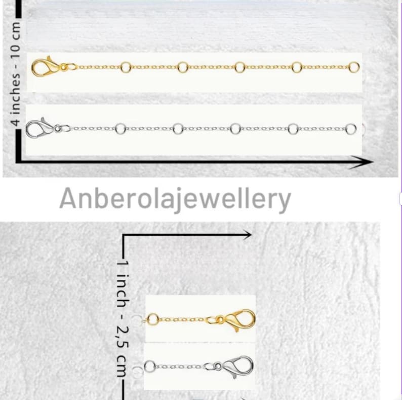 Extensor de cadena ajustable de oro y plata de ley – Elegante y ajustable imagen 2