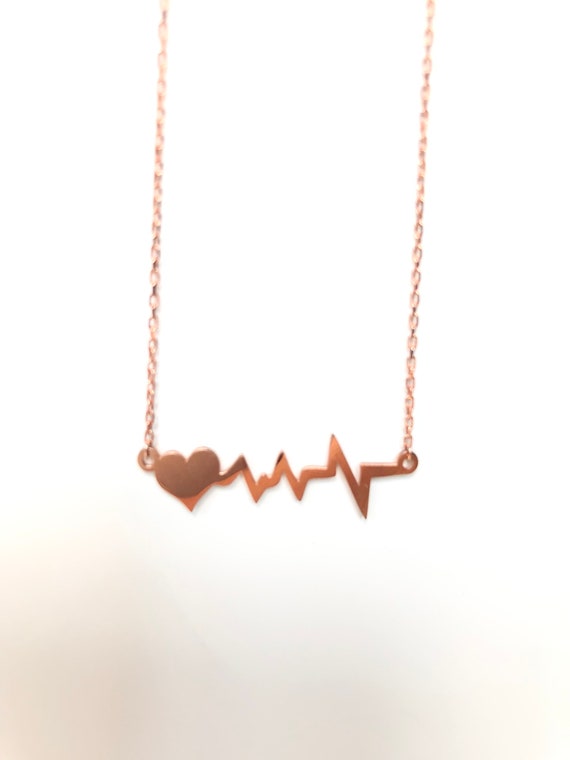 925 Sterling Silver Lifeline Heartbeat Pendant Necklace – Open Heart With Pulse Design, 20” Chain