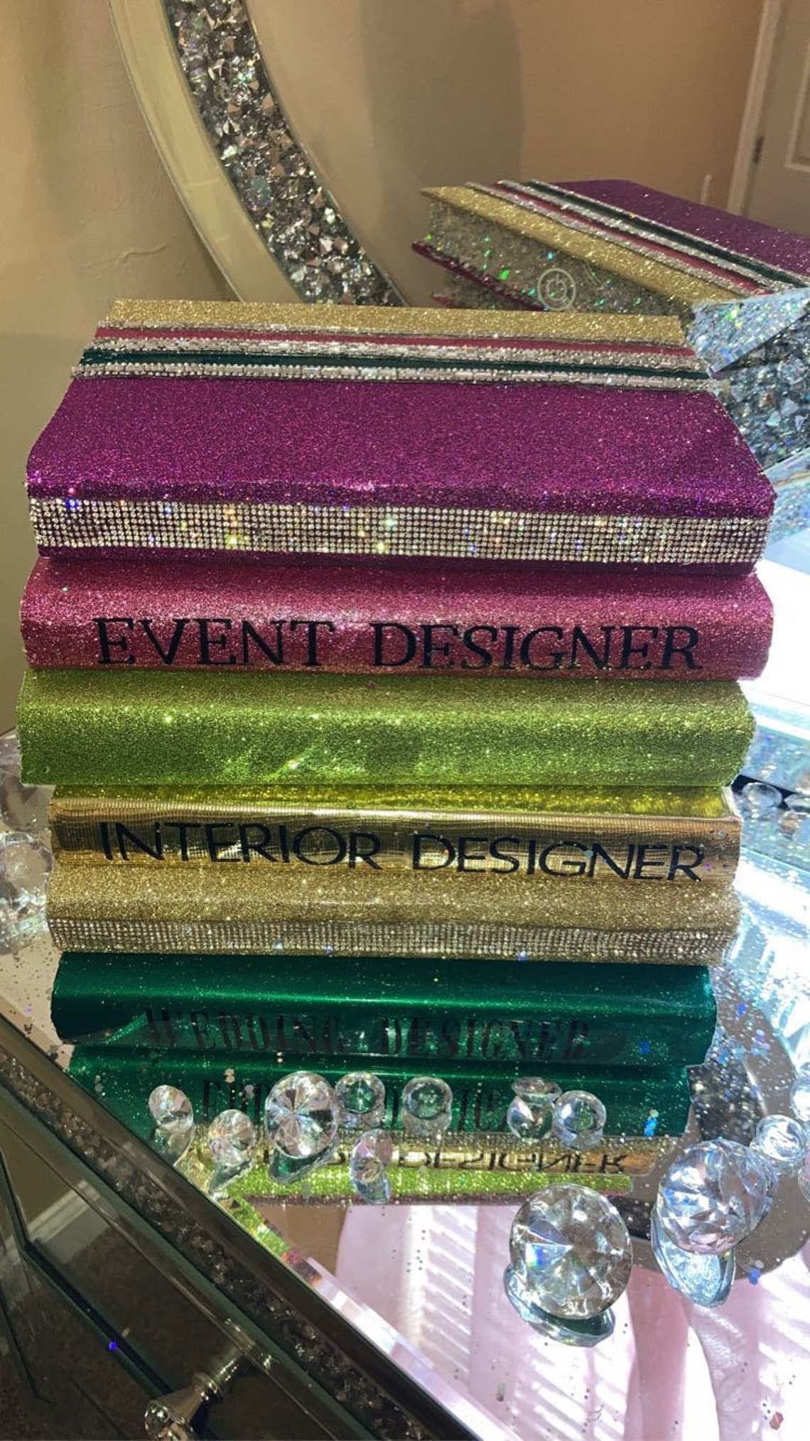 Bling Decor Book Stack Bling books Glam books 5 Custom made Etsy