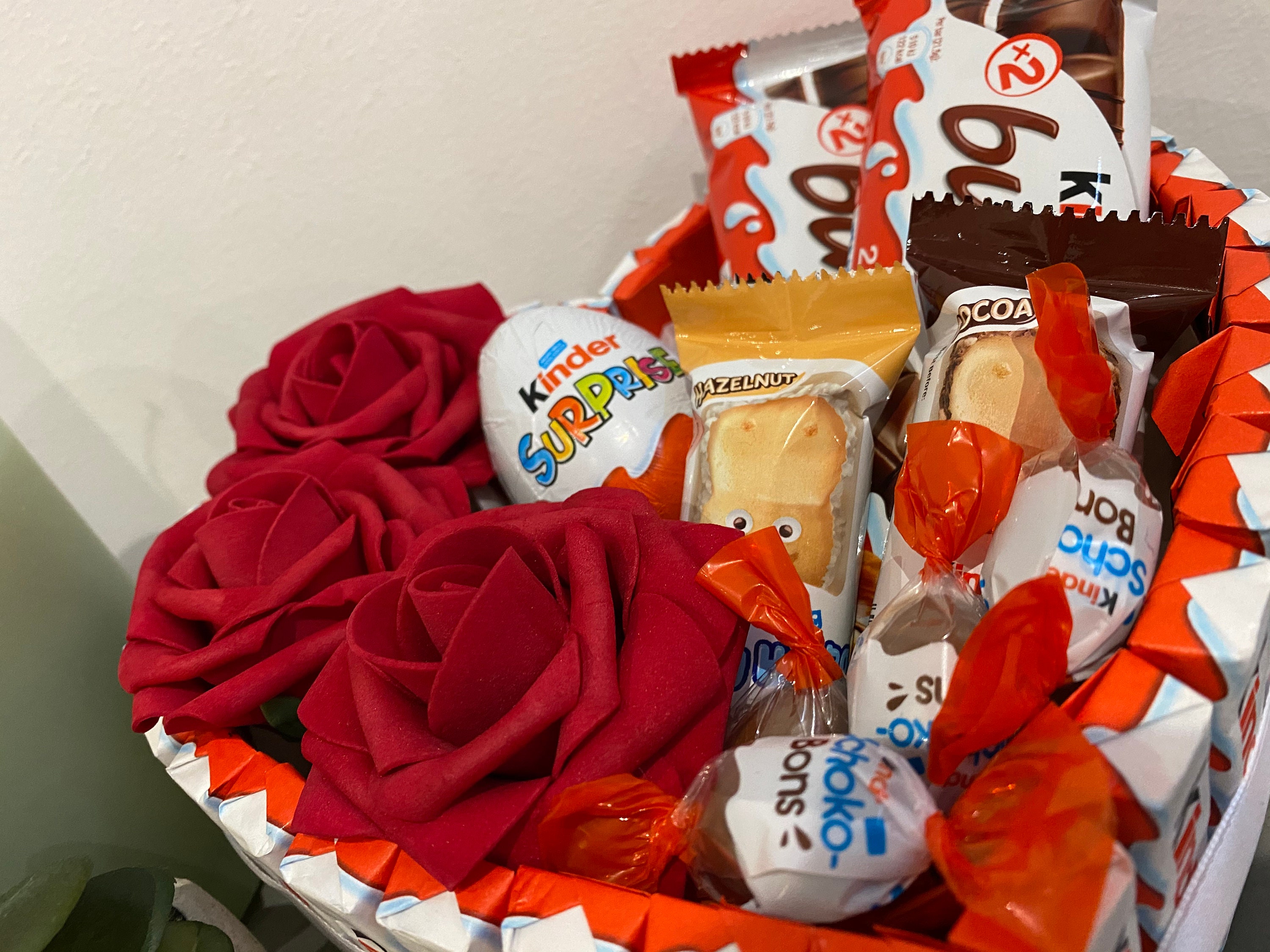 Small Kinder Bueno Heart Chocolate Gift Box Red Roses Etsy