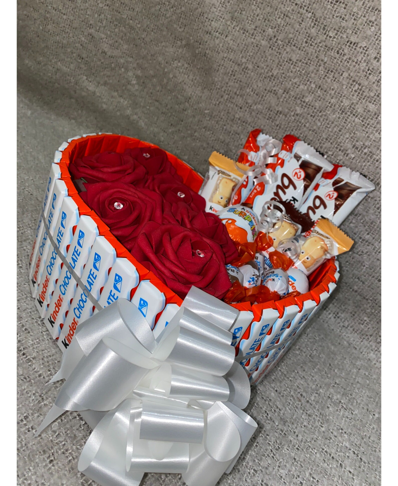 Large Kinder Bueno Heart Chocolate Gift Box Red Roses | Etsy