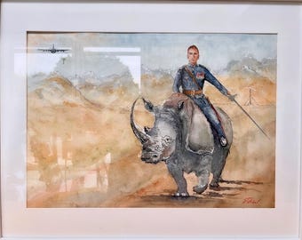 Custom military watercolour portrait, personalise army, navy or Air Force watercolor, garage wall art, retirement, men's gift, birthday,