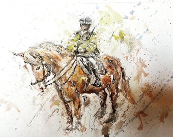 Metropolitan Police Horse Watercolour Painting A4