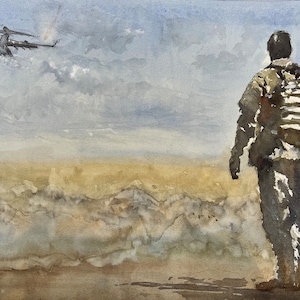 Paratrooper Original Watercolour Military Print or Original Painting