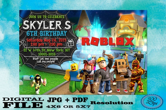 Roblox Invitation Digital Personalized 4x6 Or 5x7 Roblox Etsy - roblox zoom out limit