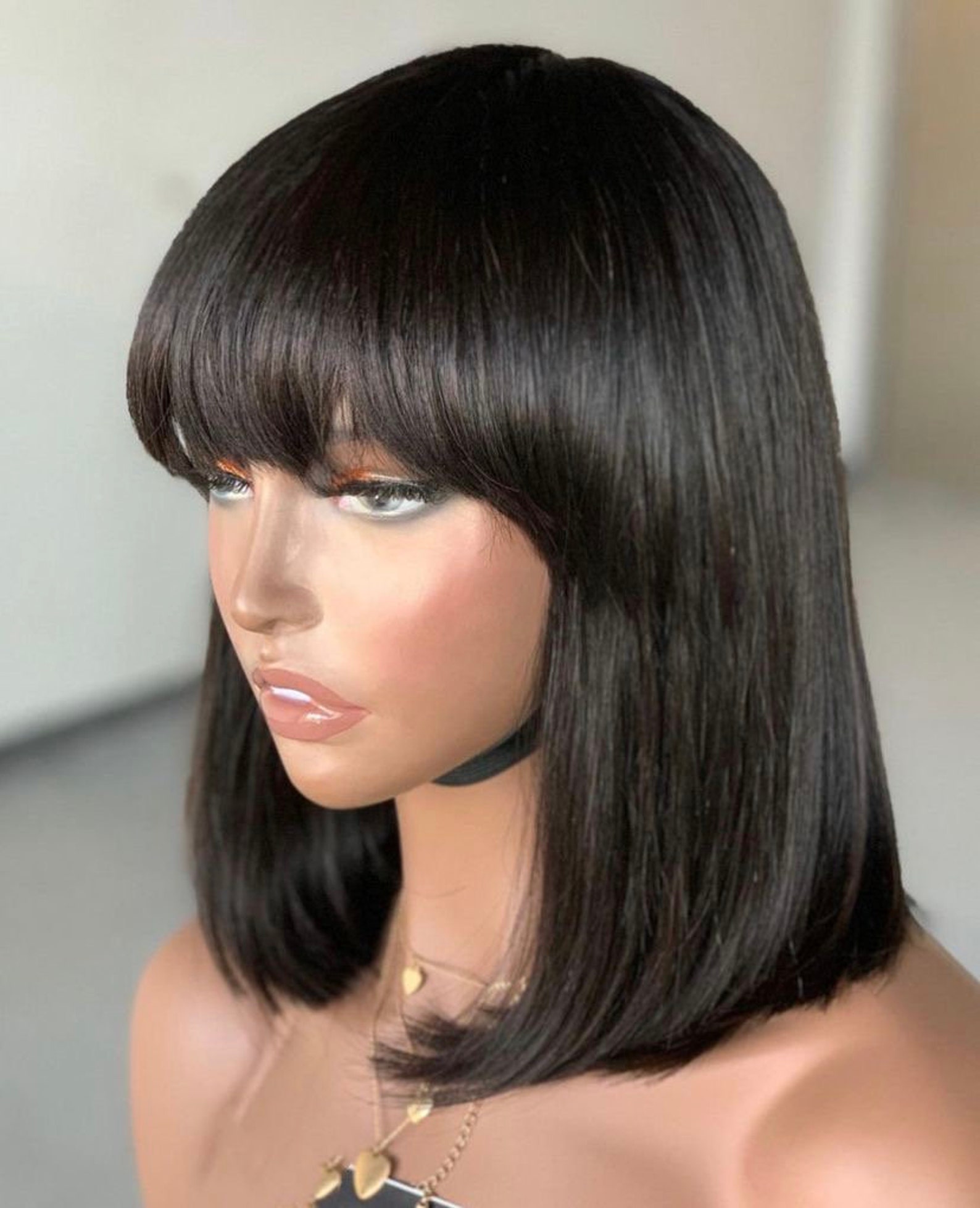 Straight fringe super double drawn wig protective hairstyle Etsy