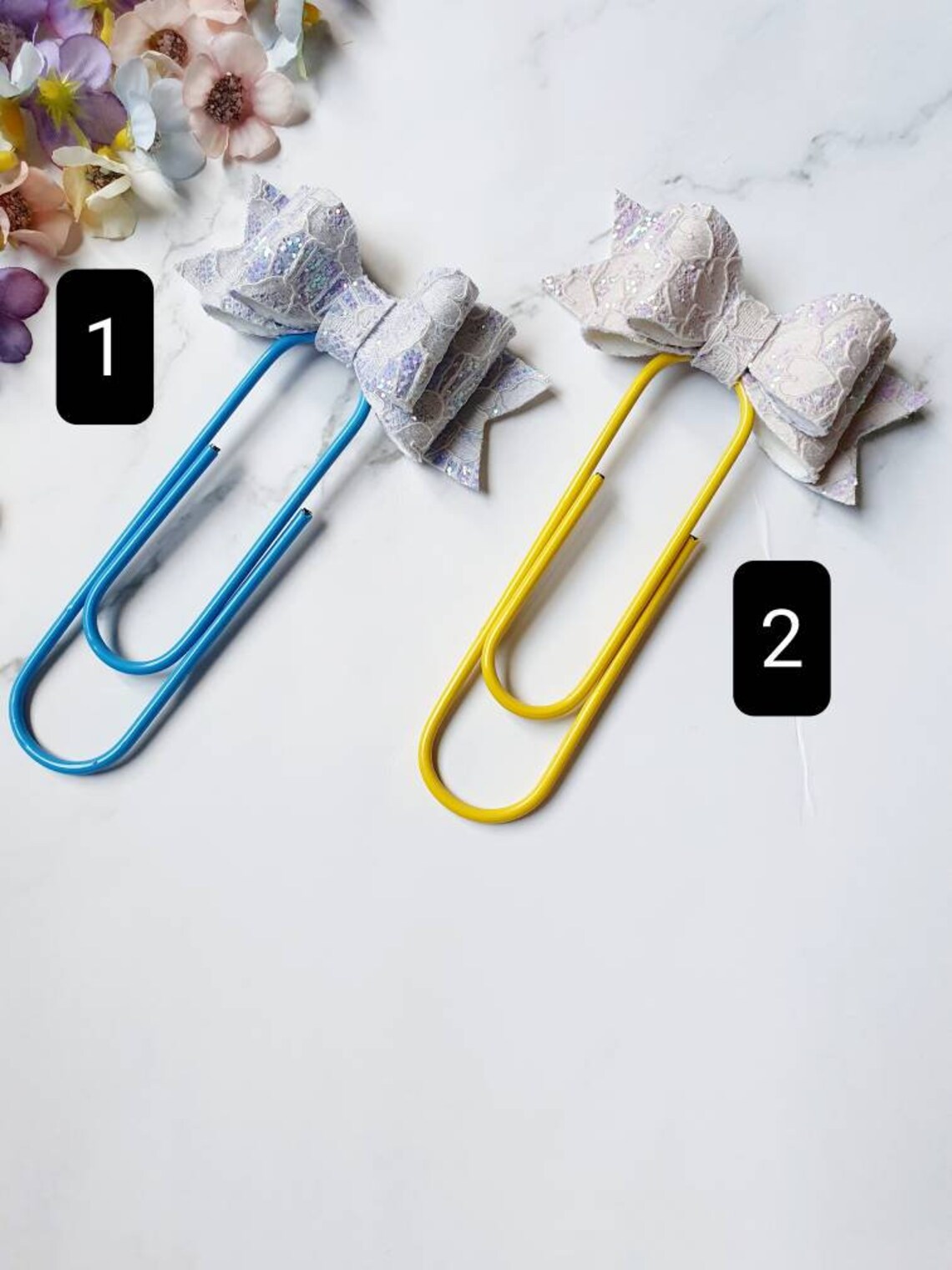 Extra large paper clip with hand made bow. Planner clip. Etsy