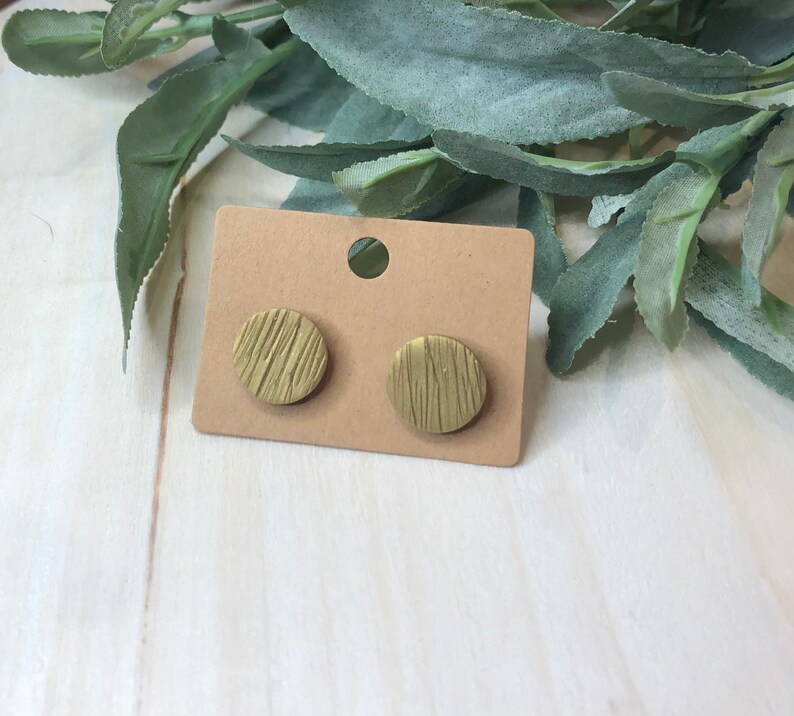 Hammered Metal Textured. Gold Polymer Clay Earring Silver Lightweight and Hypoallergenic Copper Minimalist Stud