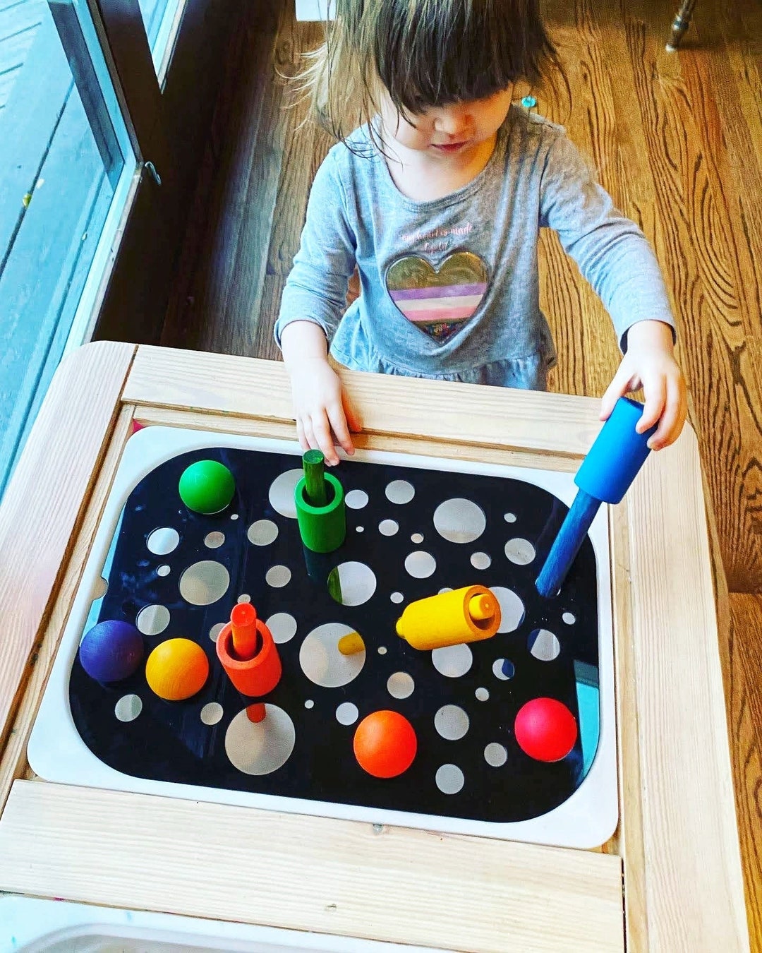 Pom Pom Push for Trofast Bins of Flisat Style Tables Montessori Waldorf