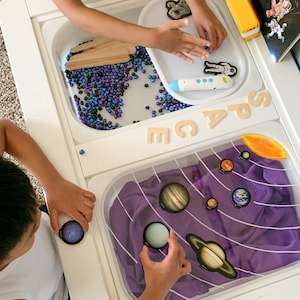 Genomskinliga insatser Stor Trofast-låda med Flisat-bord för Montessori Waldorfleksaker, sensoriska aktiviteter för småbarn