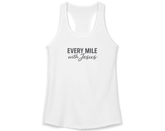 Jesus Running Design Racerback Tank | Runner Tank Top