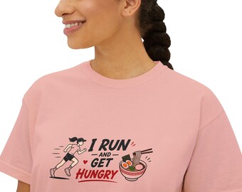 Women Funny Runner Tee I Run For Food  Boxy Women's Shirt Marathon Lover Shirt