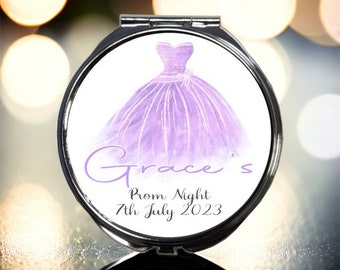 personalised compact mirror, prom gift, pocket mirror