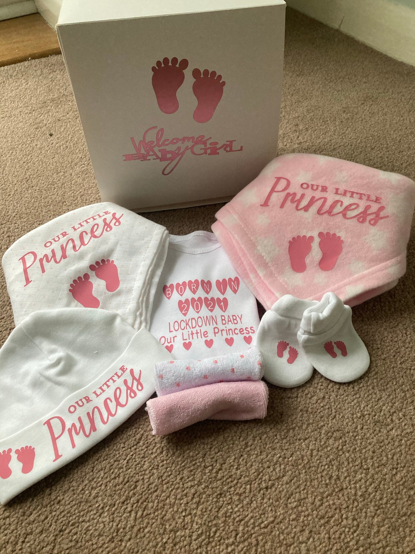 Personalised baby bundle gift for newborn boy or girl 6 piece Etsy