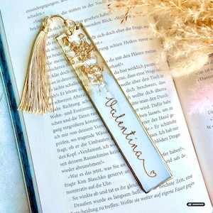 Lesezeichen personalisiert mit Name aus Epoxidharz, Geschenk zum Geburtstag, Buchliebhaber, Leseratte, inkl. Geschenkverpackung