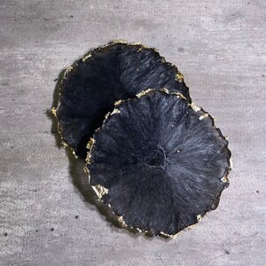 Resin Coaster Set of 6: Black and Gold