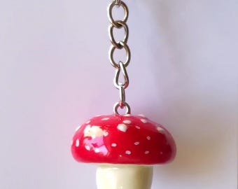 Mushroom Charm | Keychain, Handmade, Amantia muscaria, Fungi, Fly Agaric