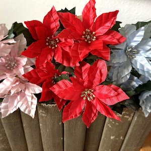 Vintage Poinsettia Stems: 1980s Christmas Wreath Supplies