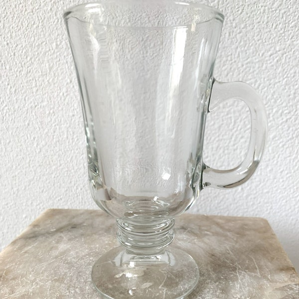 Vintage Libbey Irish Coffee Mugs/Signed Libbey Clear Glass Mugs with Ringed Pedestal Base/Libbey Coffee Drinking Glasses/Price per Glass