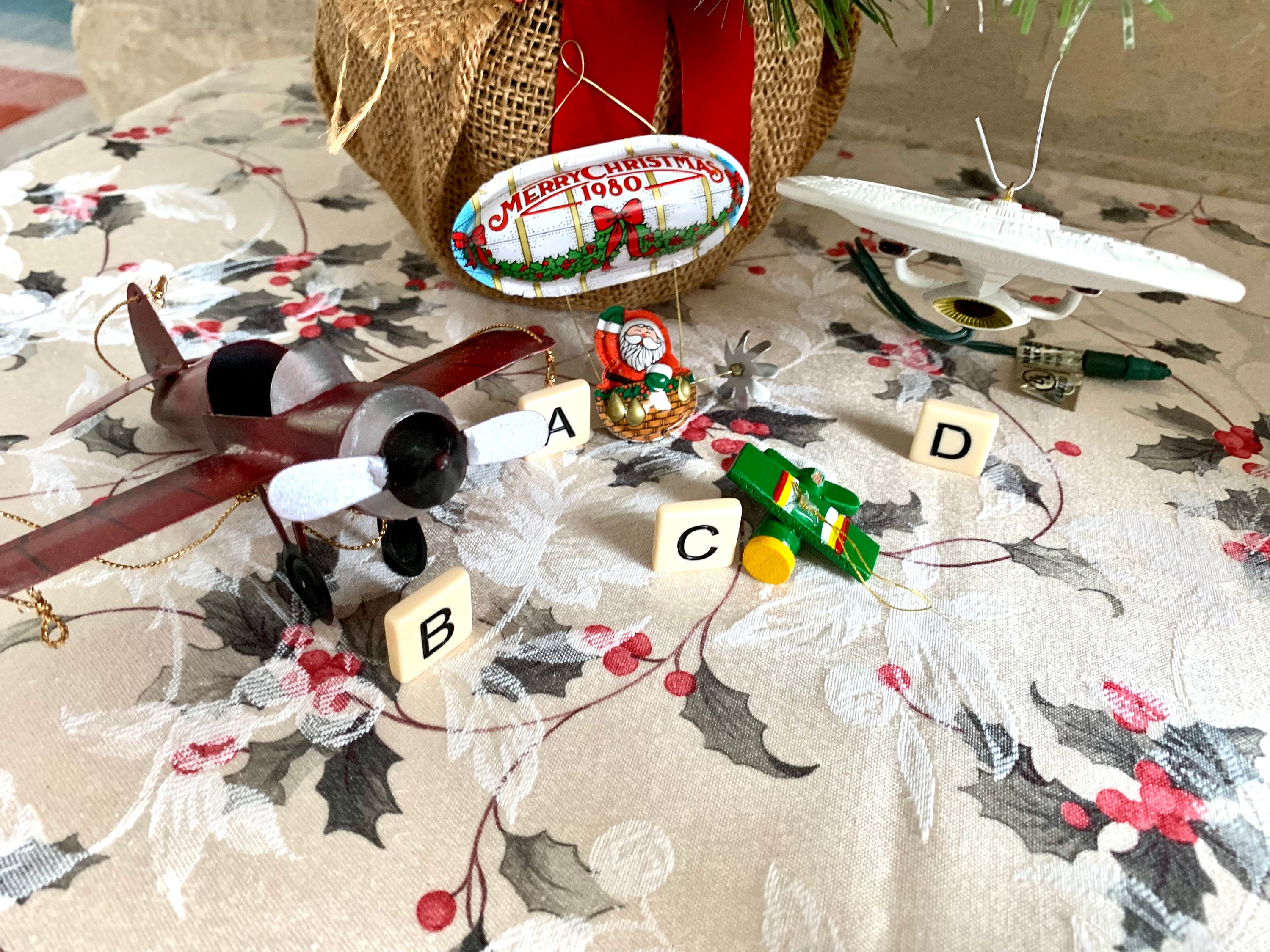 Vintage Airplane Ornaments/hallmark Santa's Flight Dirigible/red Metal Plane/hallmark USS