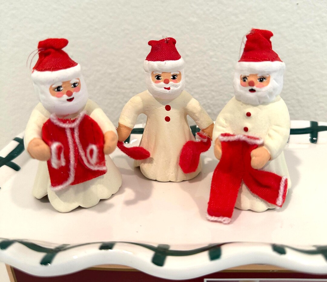 Octillery Santa Rare Set of 3 Silvestri Santa's Workshop Bell Ornaments: MCM Hand ...