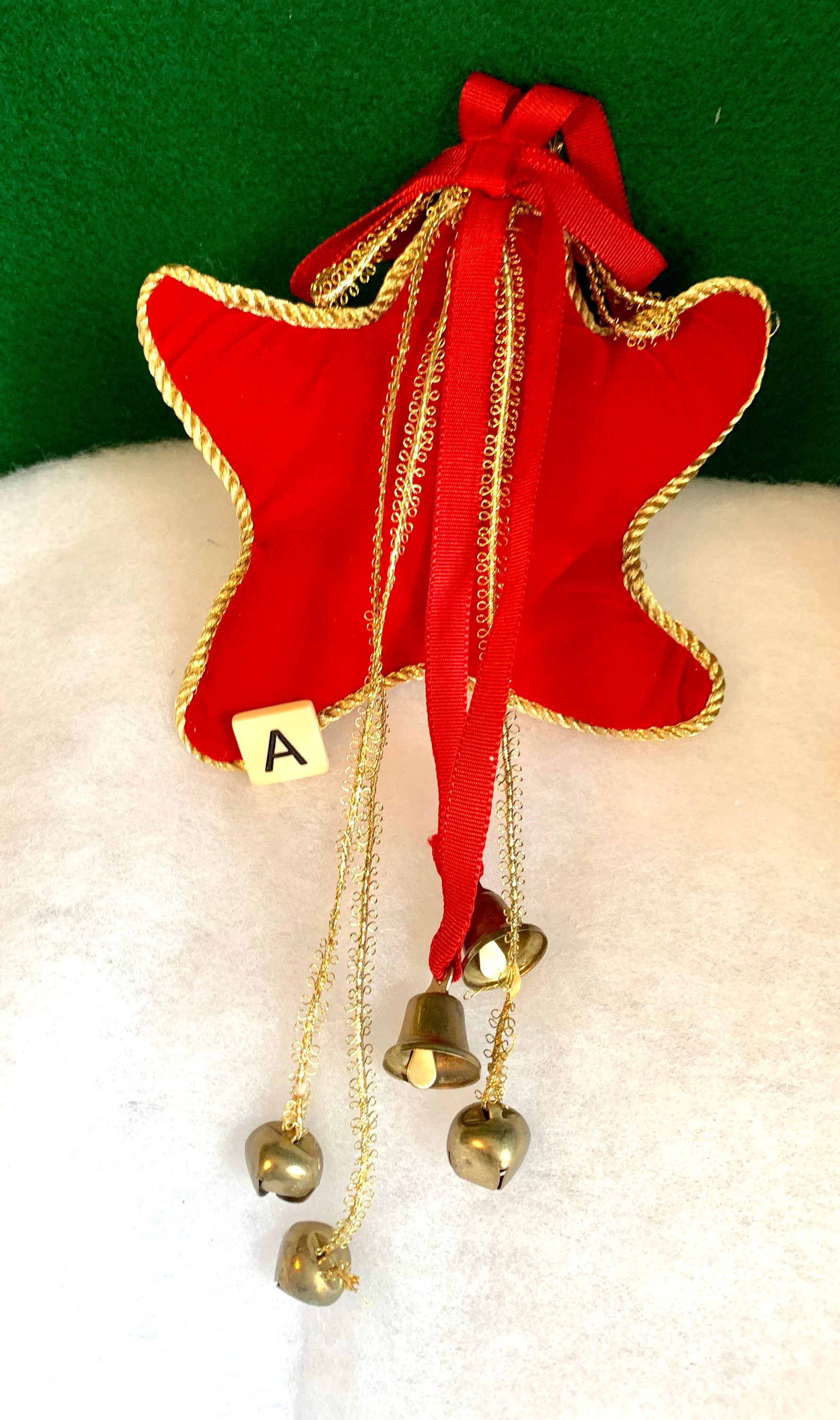 Vintage Red Christmas Ornaments/red Velvet Star Ornamentgold Trim