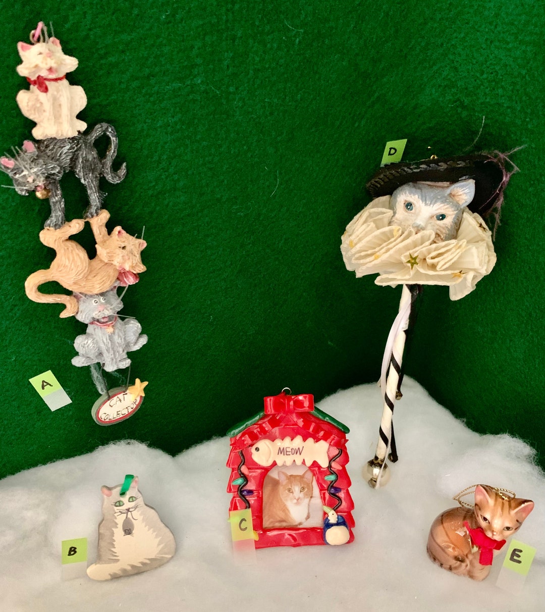 Vintage Cat Ornaments/cat Themed Christmas Ornaments/cat Lovers