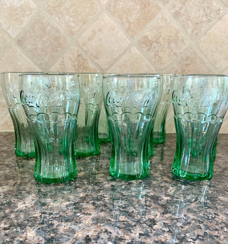 Vintage Libbey Coca-Cola Glasses/Retro Restaurant Green Glass Coca-Cola Tumbler Glasses/Collectible Coca-Cola Soda Glasses/Price per Glass image 7