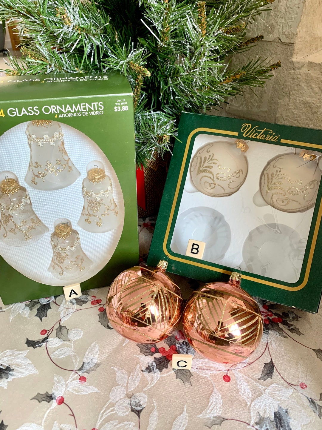 Choice: Vintage Glass Christmas Boxed Ornaments/boxed Set Glass ...