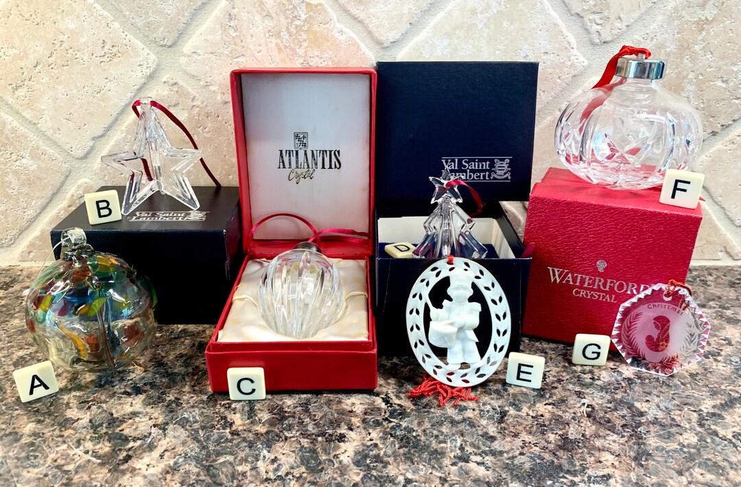 Vintage Designer Crystal Glass Ornaments Waterford, Val Saint Lambert