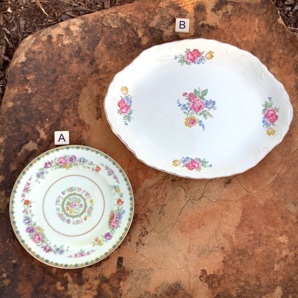 Vintage Designer Plates/Theodore Haviland Limoges Dubarry Plate/Scio USA Pottery Oval Hazel Platter/Rose Pattern China Plate/Price per Piece