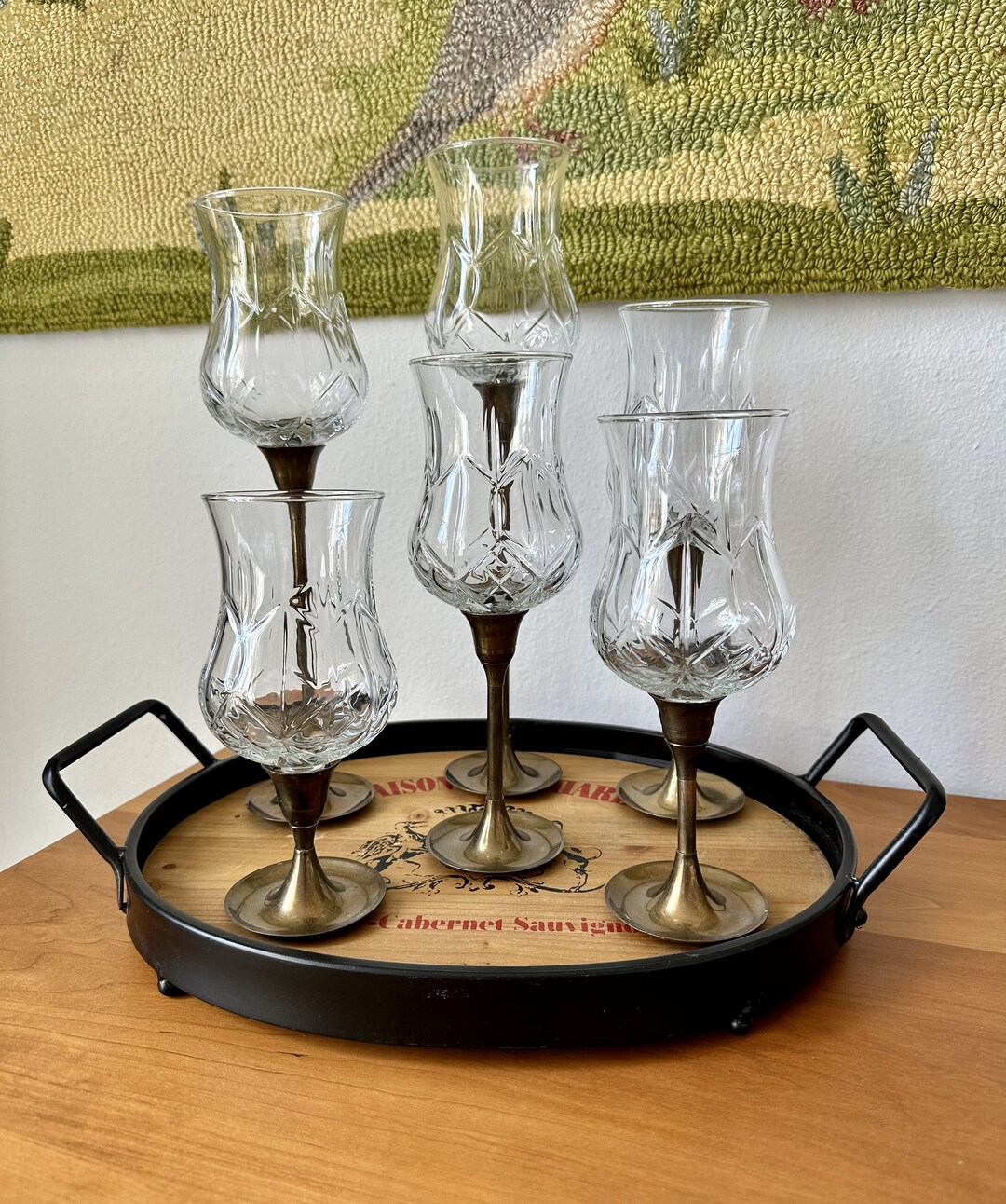 Glass Votive Candle Holder Peg Cups/homco Clear Cut Glass Peg Etsy