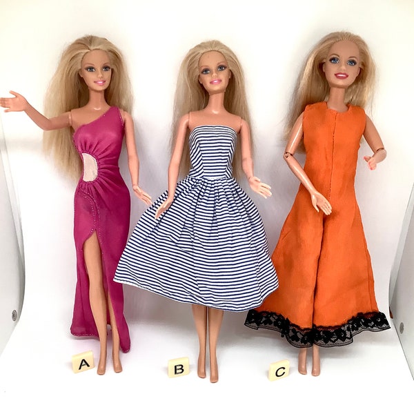 Barbie Clothing/Choice of Barbie Evening Party Outfits/Cotton Casual Strip Dress/One Shoulder Gown/Spanish Lace Jumpsuit/Doll Not Included